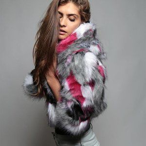 NWOT WHIMSICAL WOLF HOODED OPEN CROP SPIRITHOOD